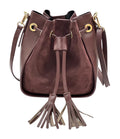 HE1034 Burgundy Drawstring Suede Bucket Bag