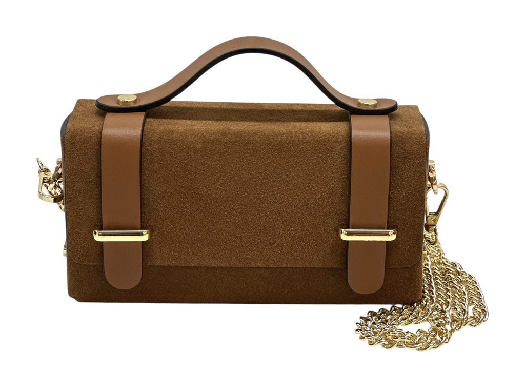 HE1037 Dark Tan Mini Suede Satchel