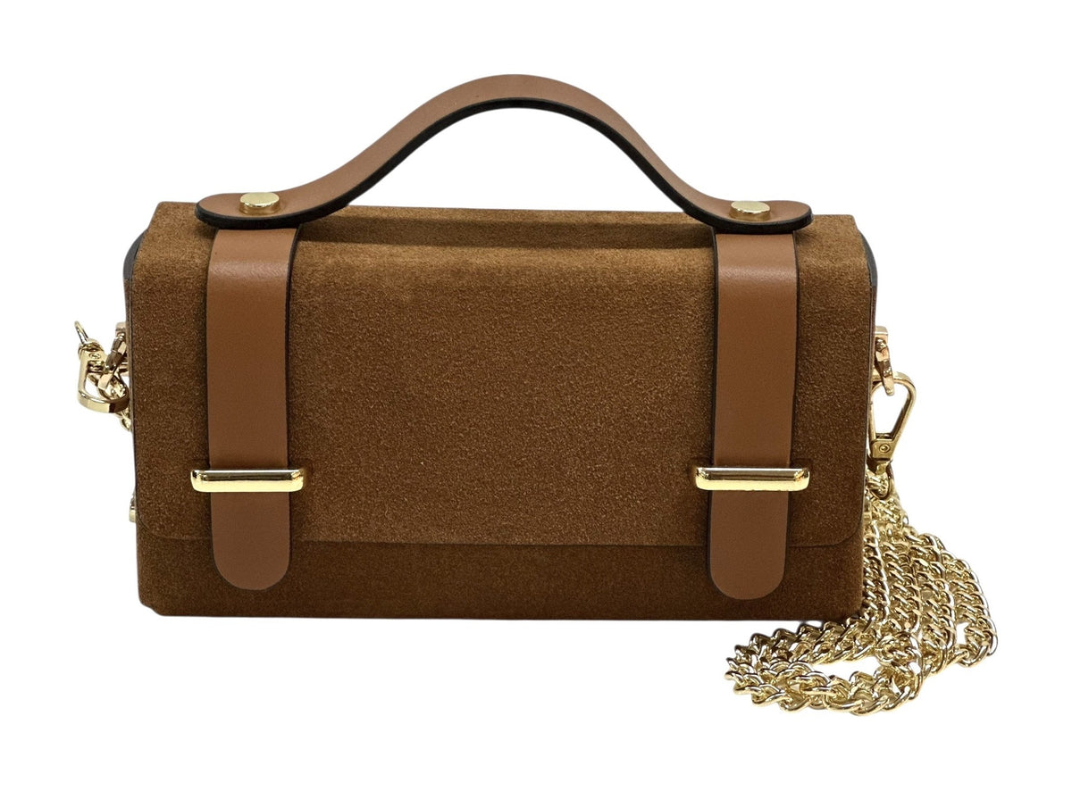 HE1037 Dark Tan Mini Suede Satchel