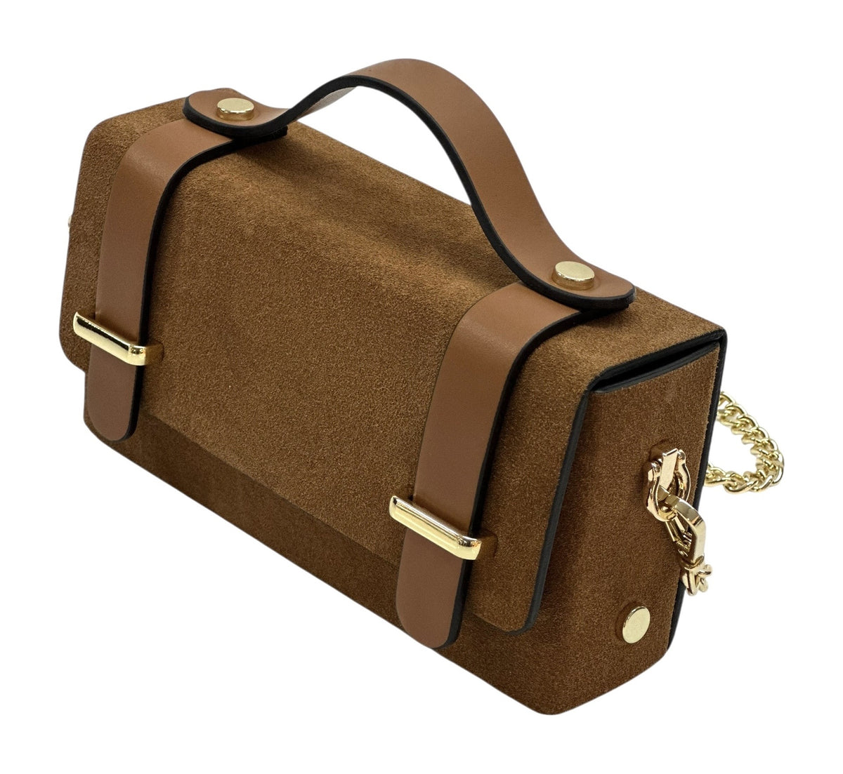 HE1037 Dark Tan Mini Suede Satchel
