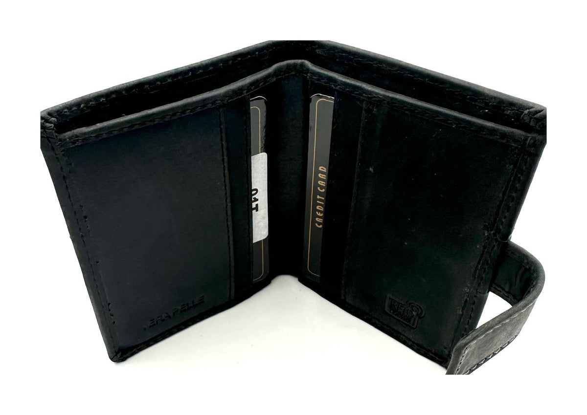 HE104 Black Vertical Snap Wallet