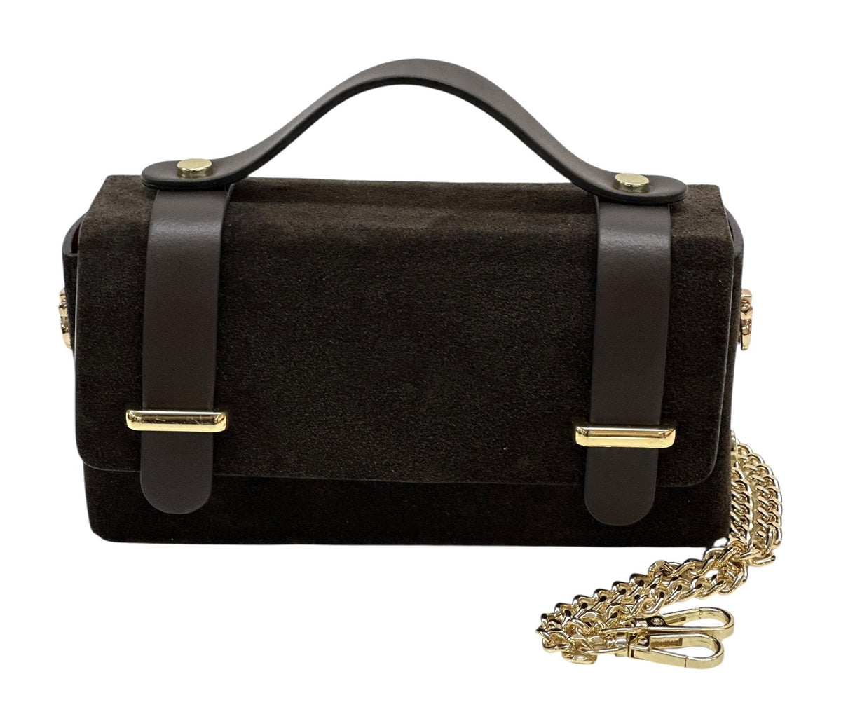 HE1040 Dark Brown Mini Suede Satchel