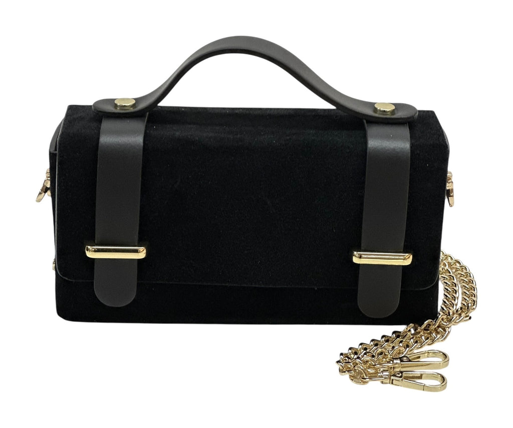 HE1041 Black Mini Suede Satchel