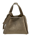 HE1043 Dark Taupe Knotted Suede Top Handle Bag