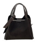 HE1044 Dark Brown Knotted Suede Top Handle Bag