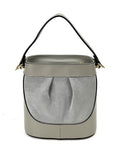 HE1054 Grey Pleated Suede Bucket Bag