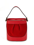 HE1056 Red Pleated Suede Bucket Bag