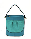 HE1058 Turquoise Pleated Suede Bucket Bag