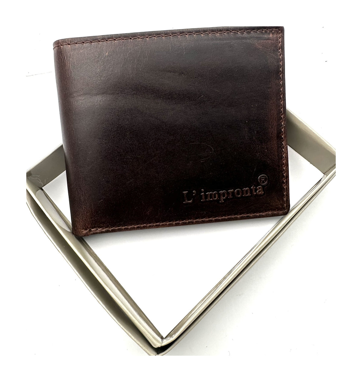 HE106 Dark Brown Distressed Bifold Wallet