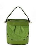 HE1060 Avocado Green Pleated Suede Bucket Bag