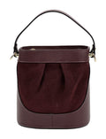 HE1063 Burgundy Pleated Suede Bucket Bag
