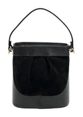HE1066 Black Pleated Suede Bucket Bag