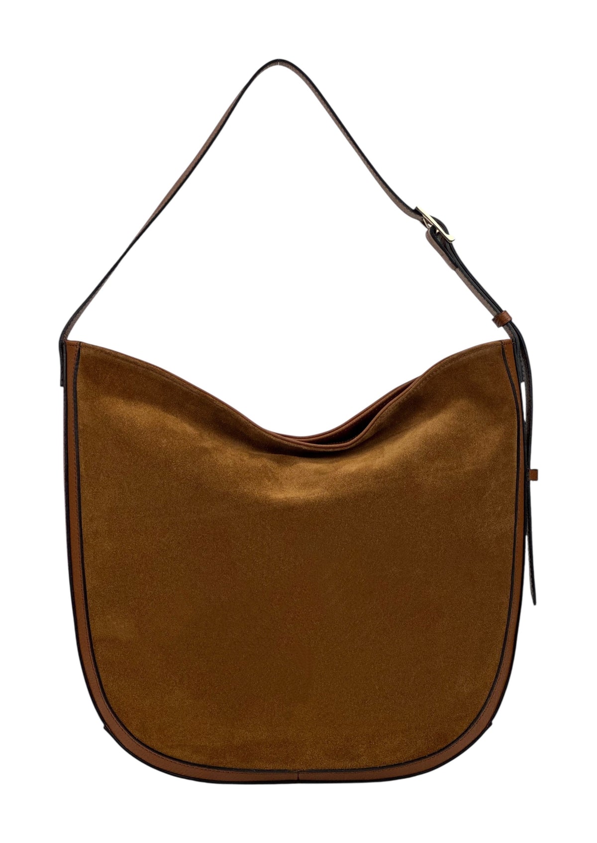 HE1067 Dark Tan Suede Hobo Bag