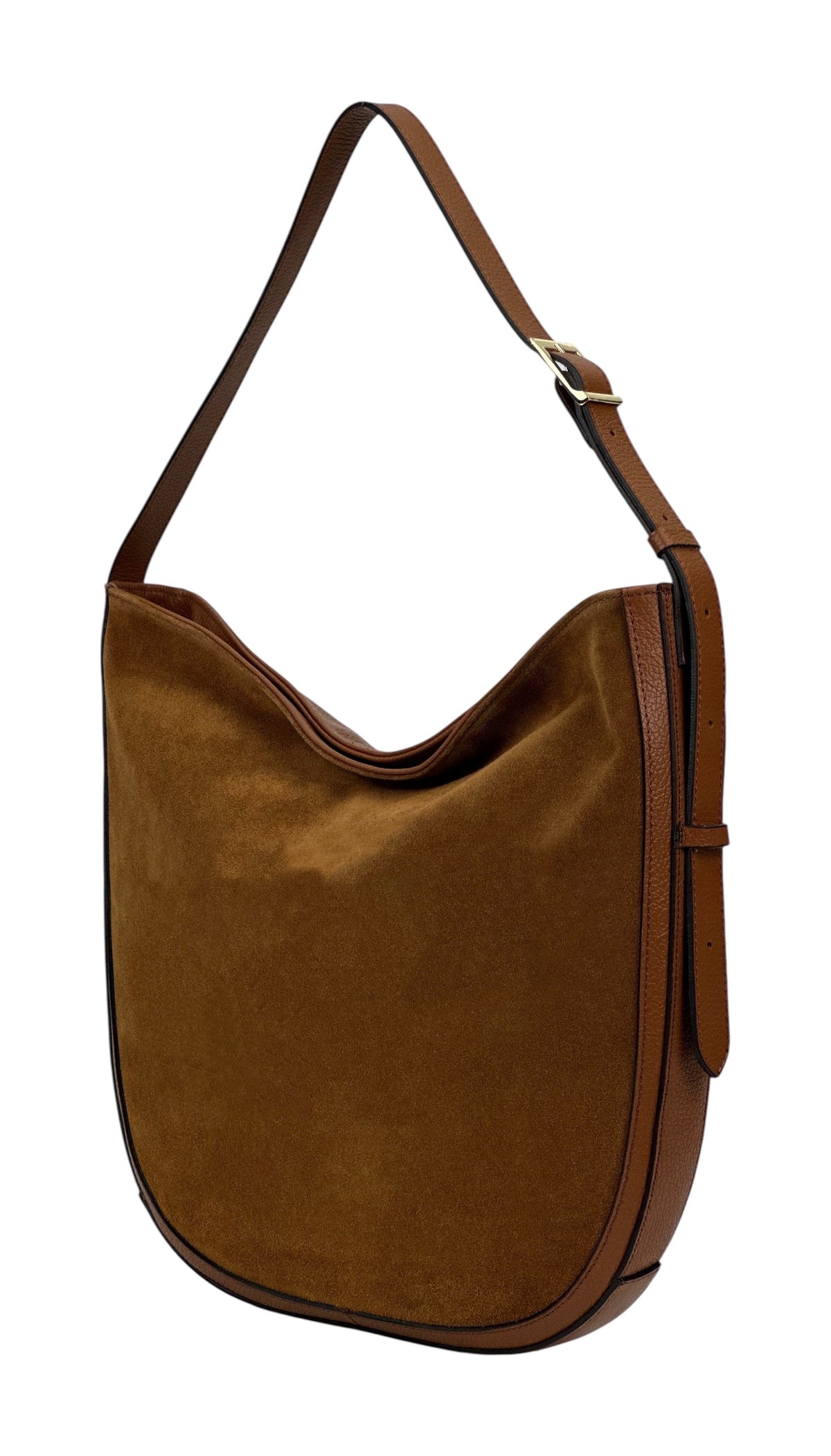 HE1067 Dark Tan Suede Hobo Bag