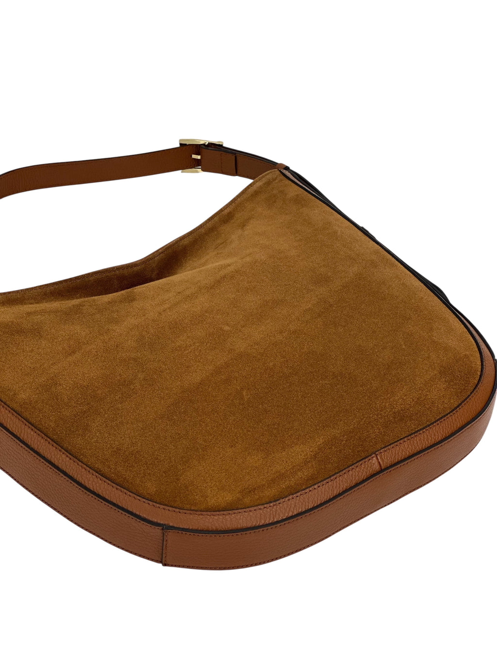 HE1067 Dark Tan Suede Hobo Bag