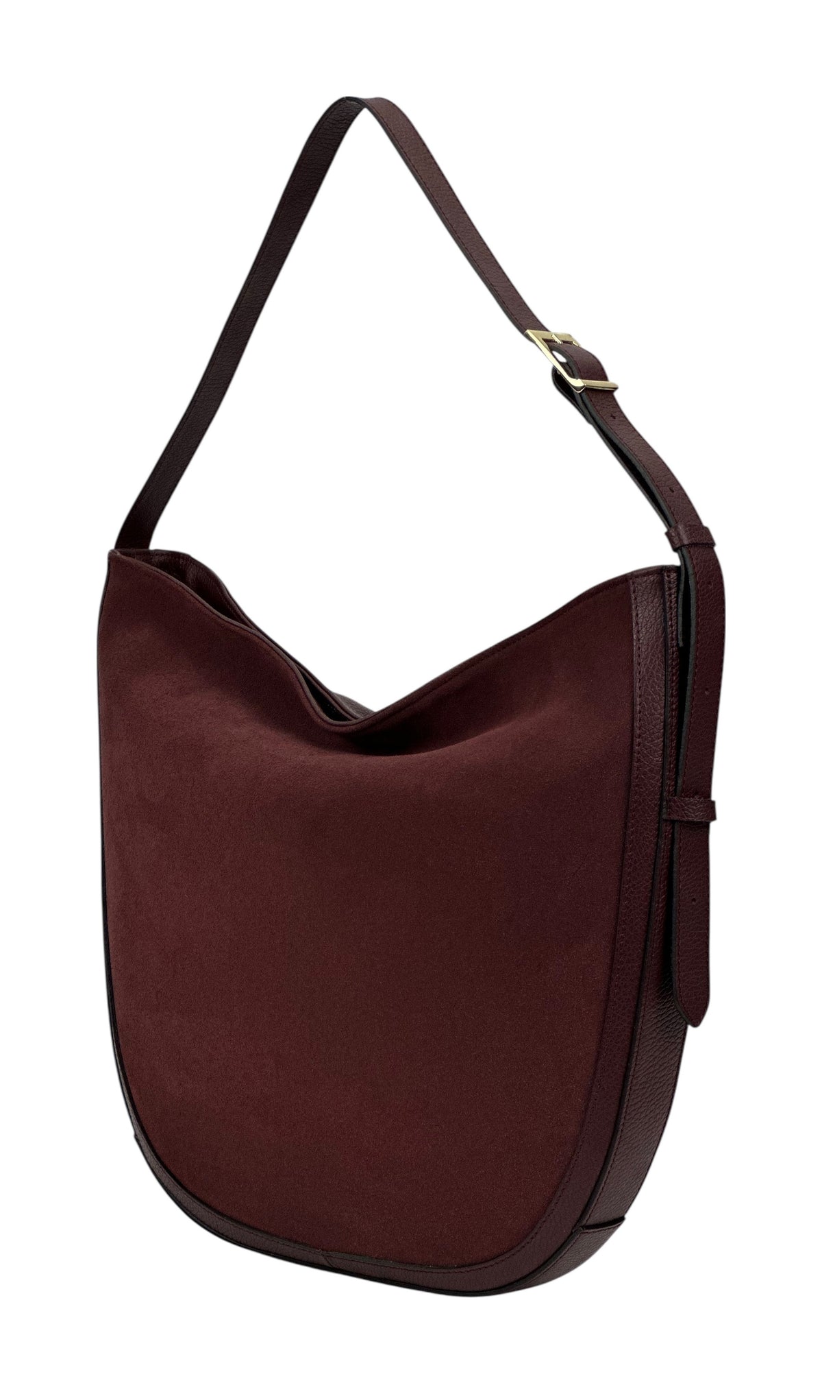 HE1068 Burgundy Suede Hobo Bag