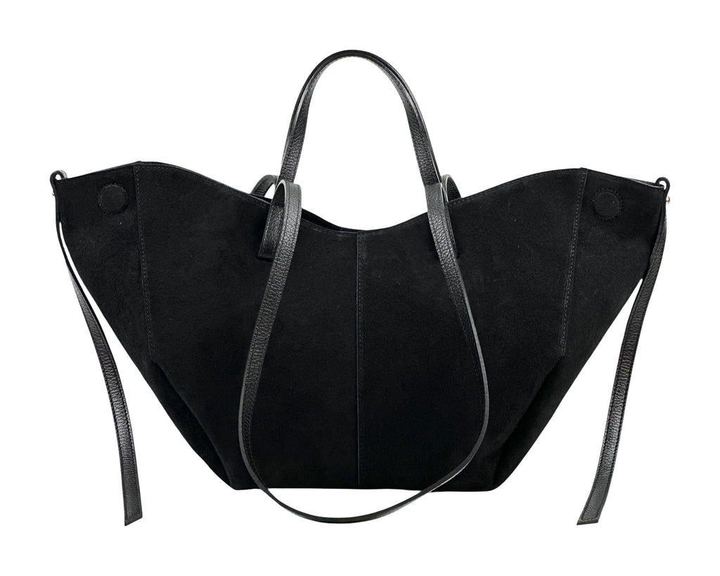 HE1070 Black Slouchy Suede Tote Bag