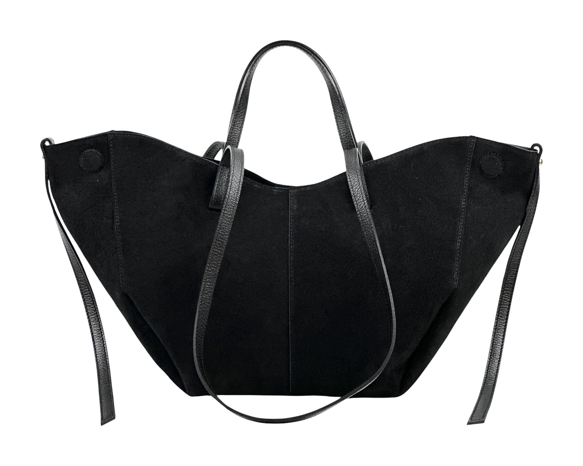 HE1070 Black Slouchy Suede Tote Bag