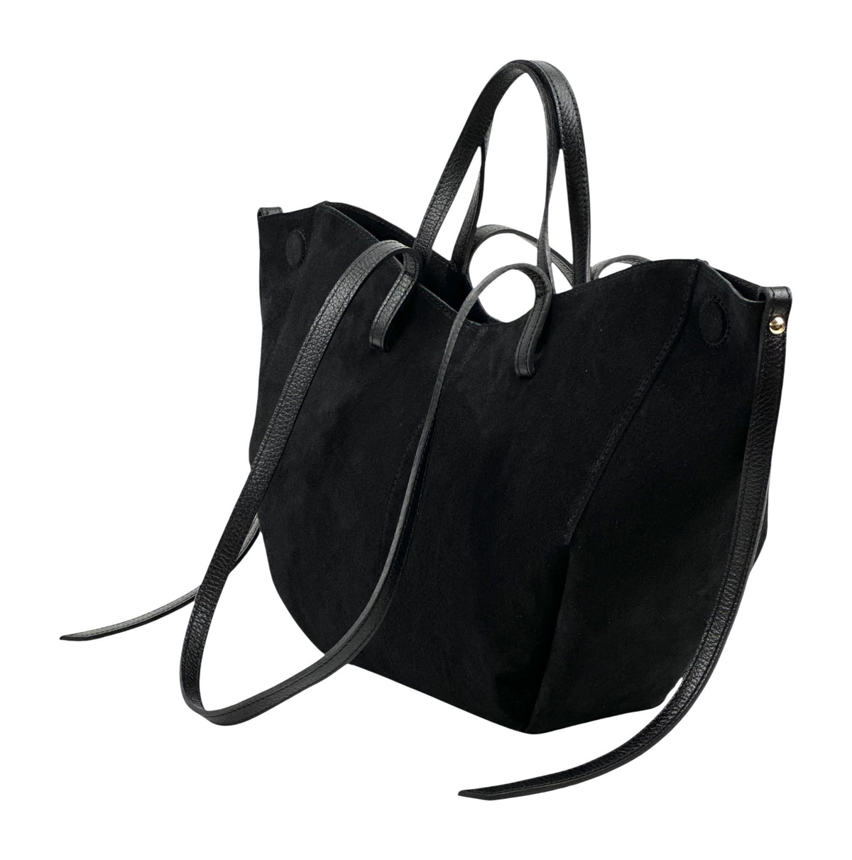HE1070 Black Slouchy Suede Tote Bag