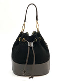 HE1072 Black Drawstring Suede Bucket Bag