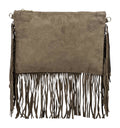 HE1080 Dark Taupe Fringe Suede Clutch