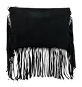 HE1081 Black Fringe Suede Clutch