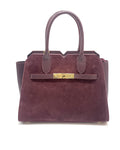 HE1082 Burgundy Belted Suede Top Handle Bag