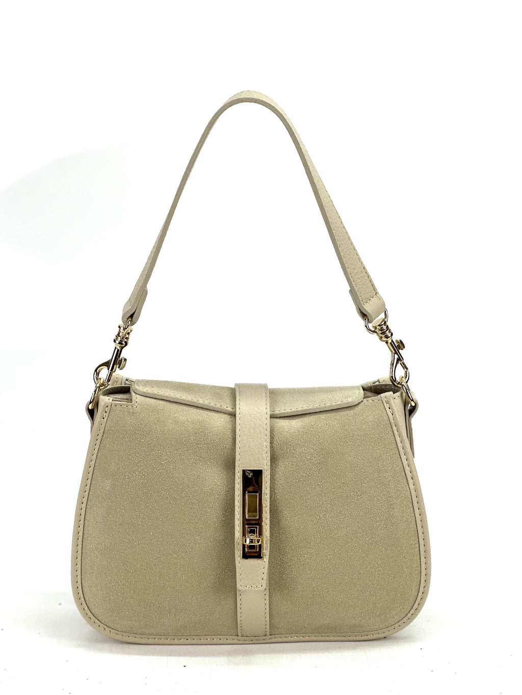 HE1084 Beige Suede Shoulder Bag