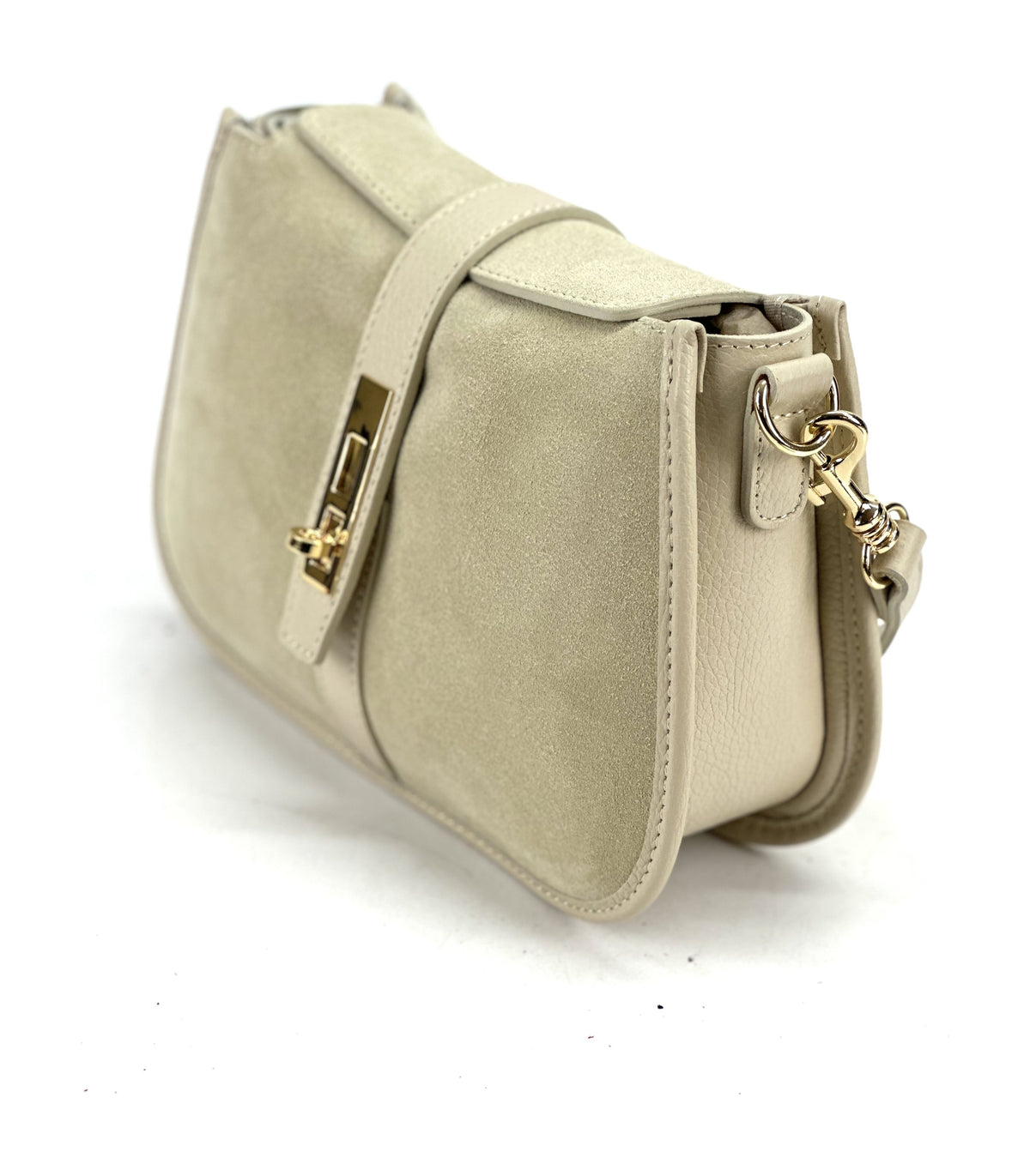 HE1084 Beige Suede Shoulder Bag