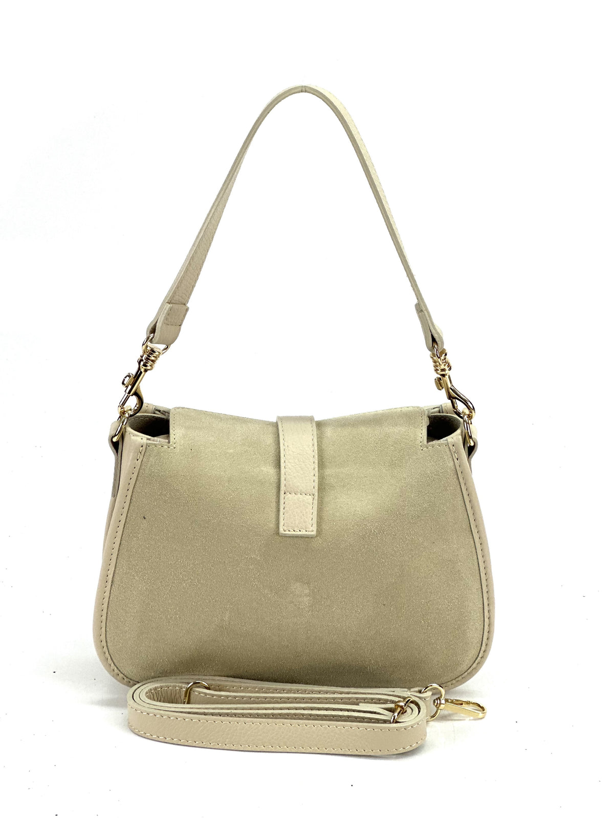 HE1084 Beige Suede Shoulder Bag