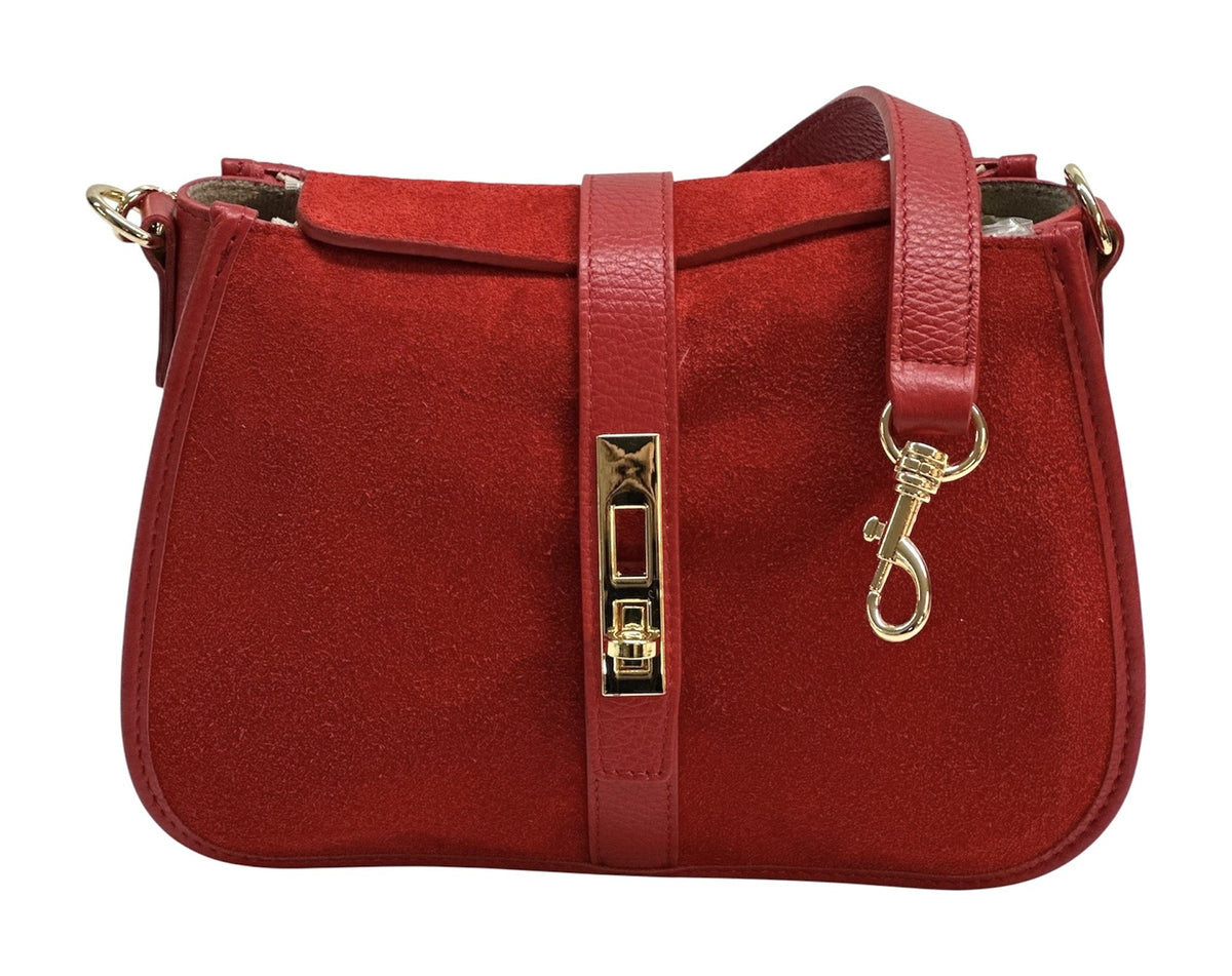 HE1085 Red Suede Shoulder Bag