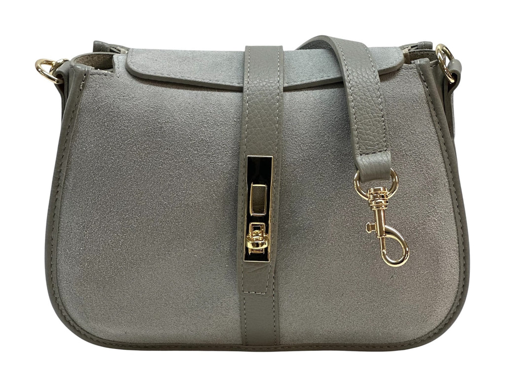 HE1086 Grey Suede Shoulder Bag