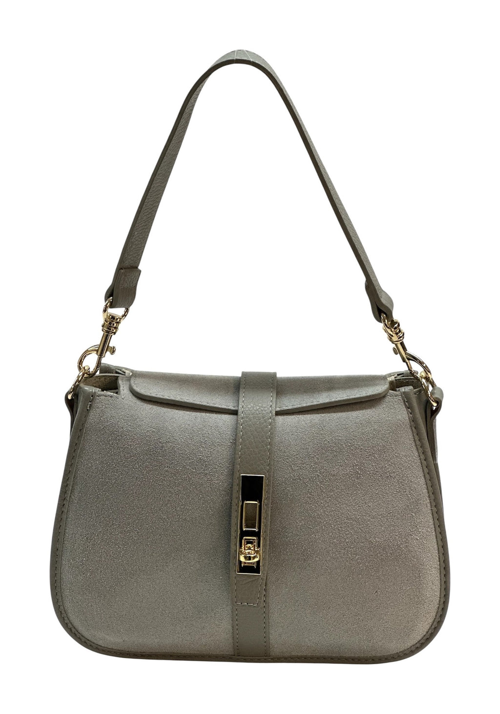 HE1086 Grey Suede Shoulder Bag
