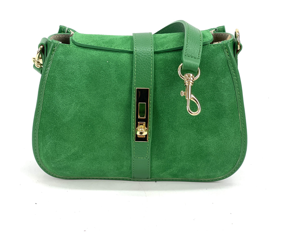 HE1088 Apple Green Suede Shoulder Bag