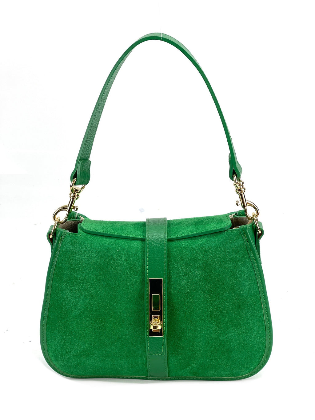 HE1088 Apple Green Suede Shoulder Bag