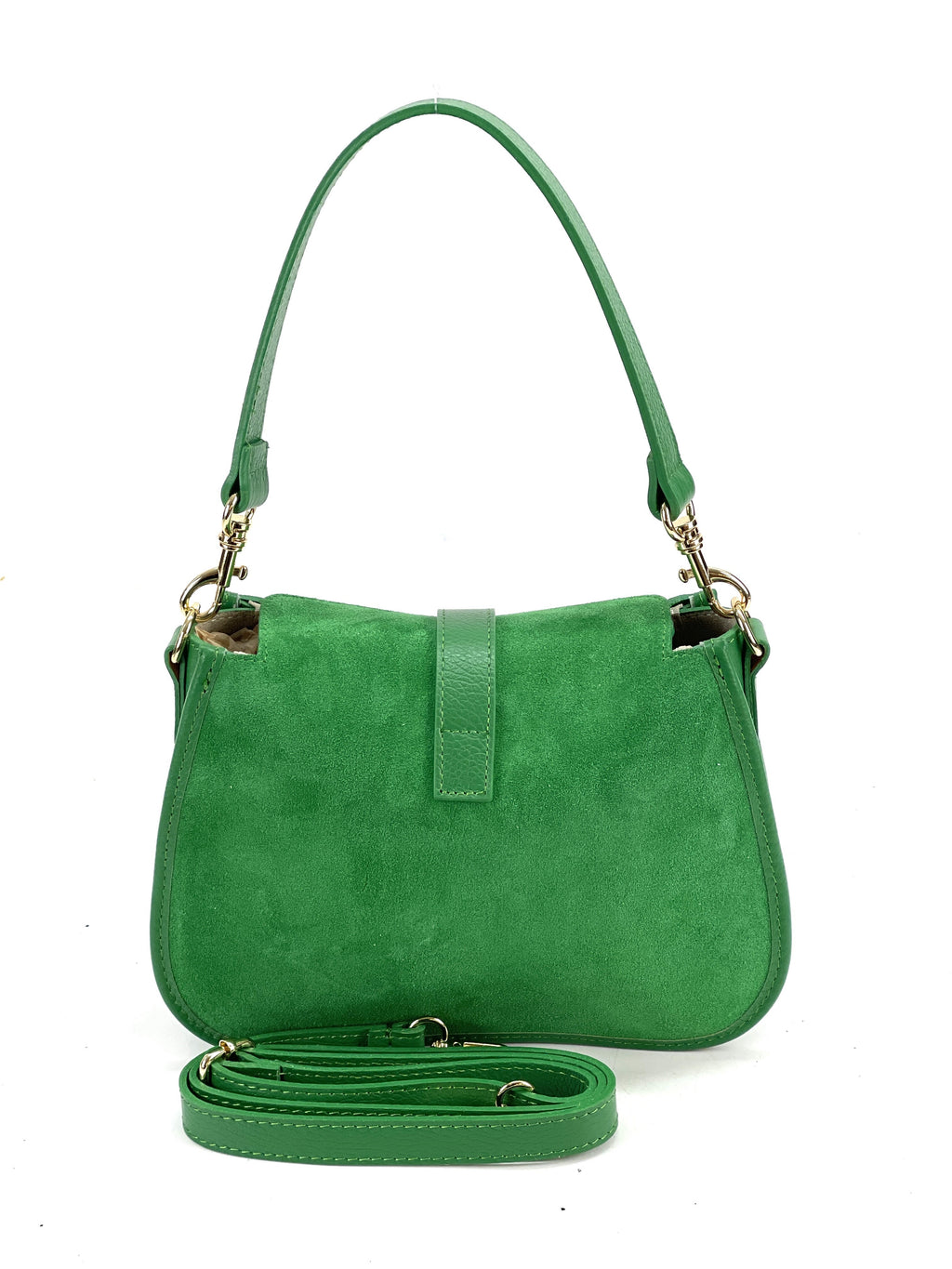 HE1088 Apple Green Suede Shoulder Bag
