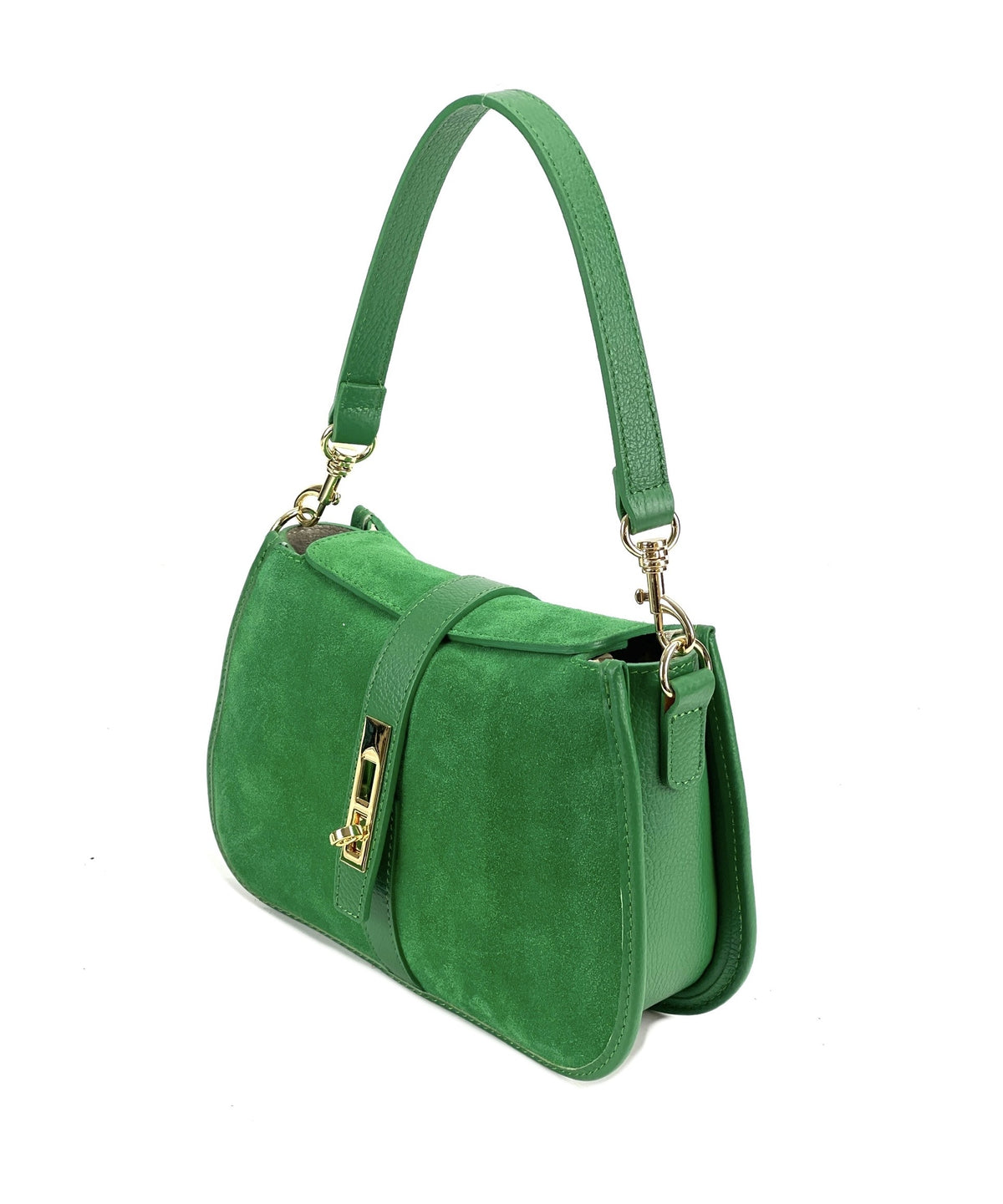 HE1088 Apple Green Suede Shoulder Bag