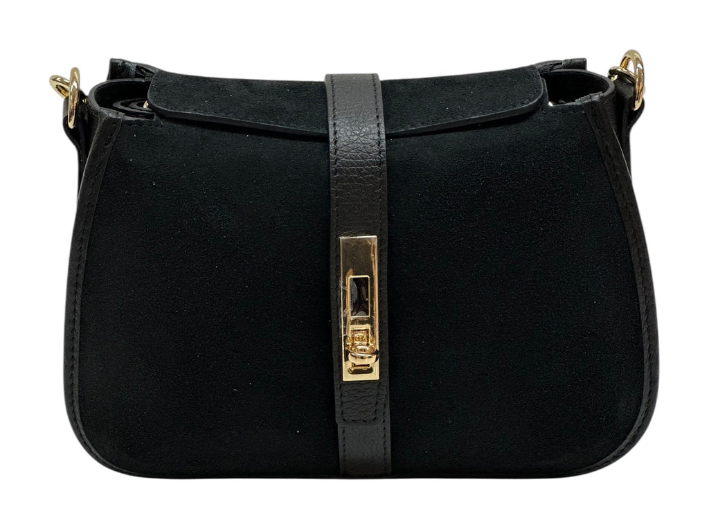 HE1089 Black Suede Shoulder Bag