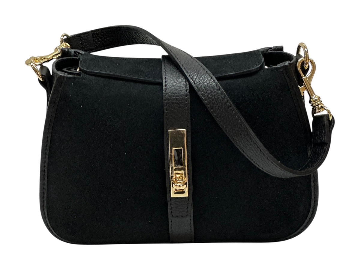 HE1089 Black Suede Shoulder Bag