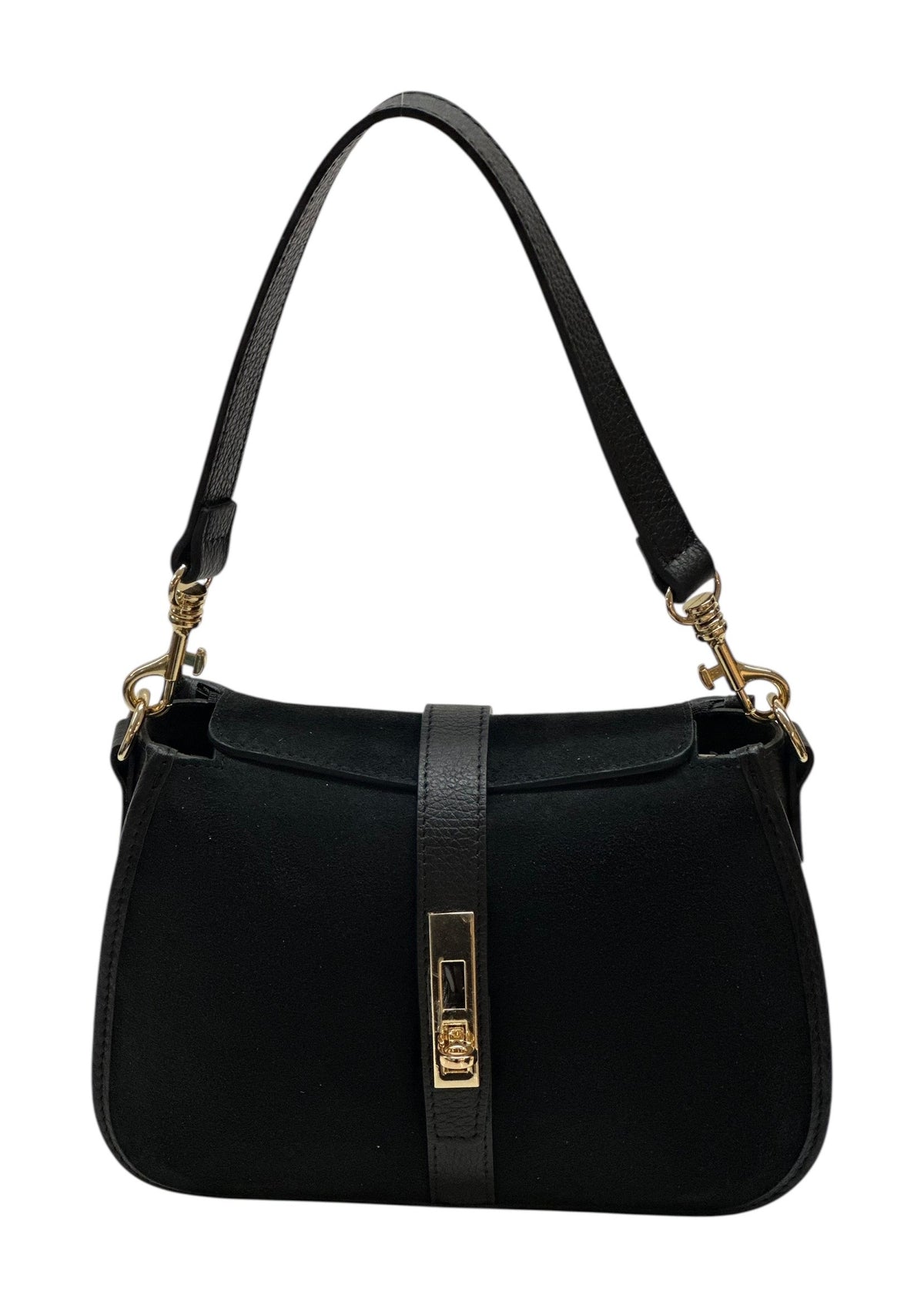 HE1089 Black Suede Shoulder Bag