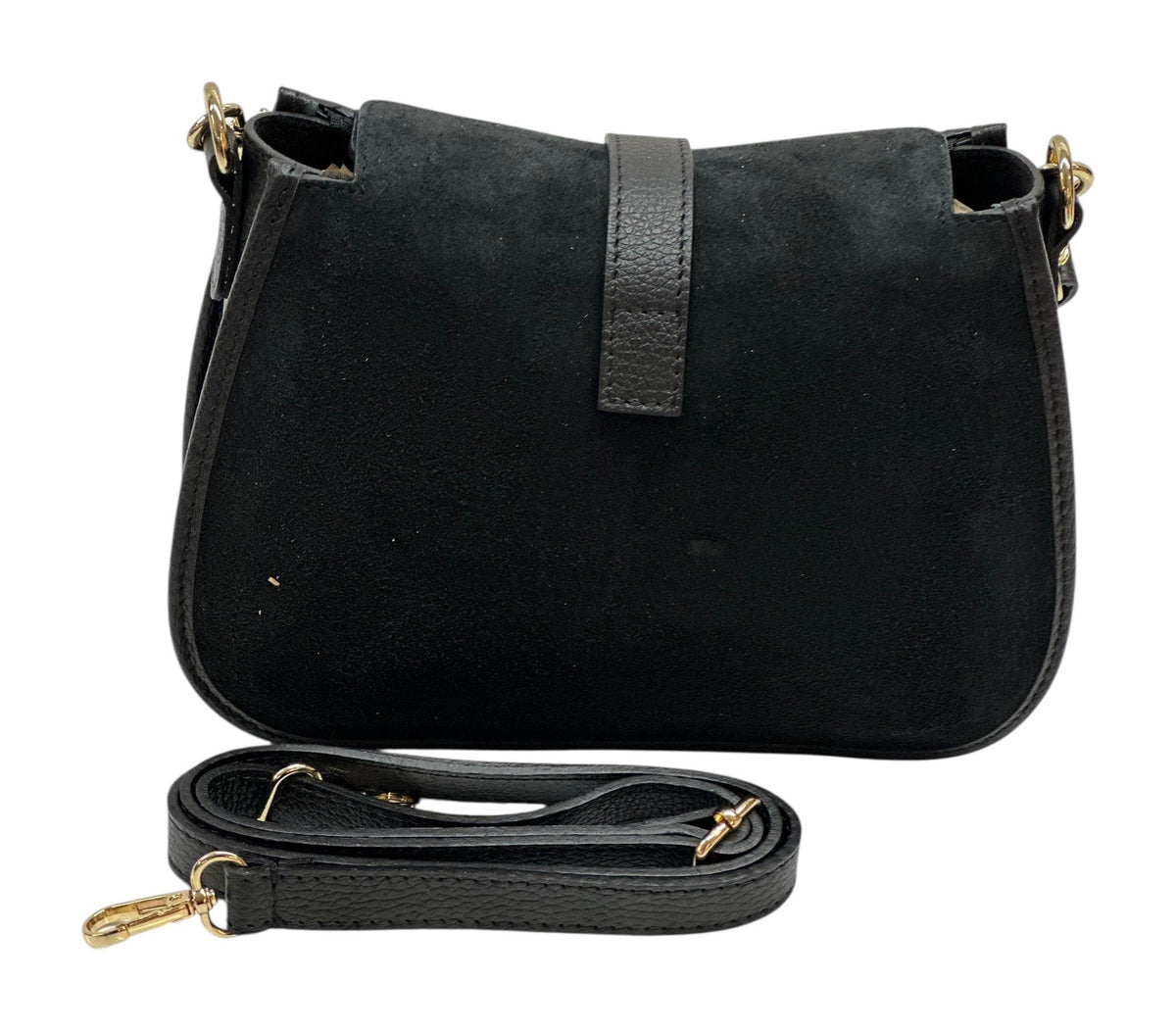 HE1089 Black Suede Shoulder Bag