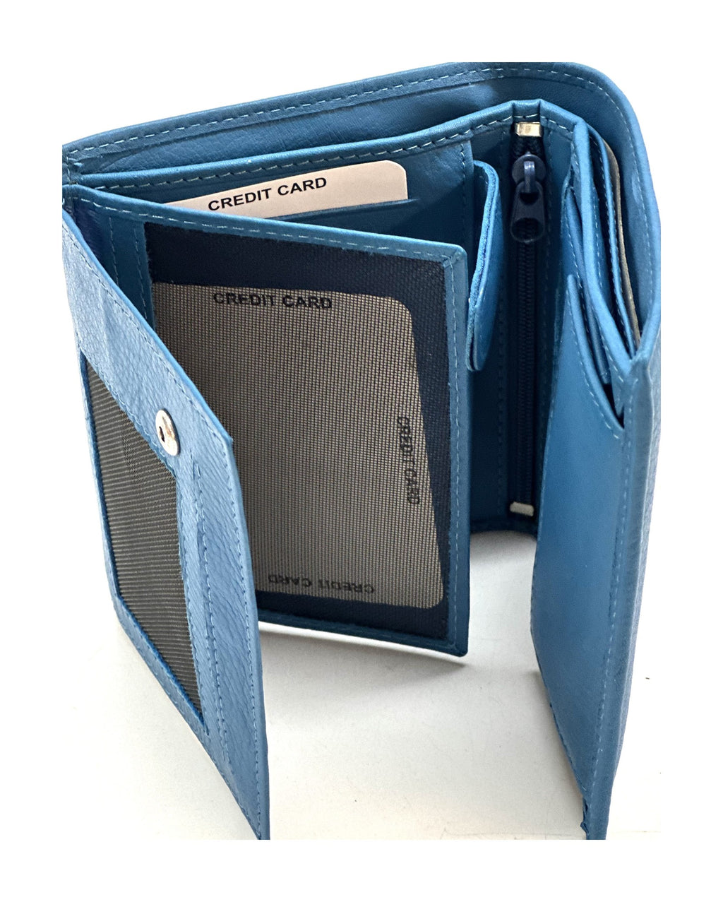 HE109 Azure Blue Vertical Bifold Wallet
