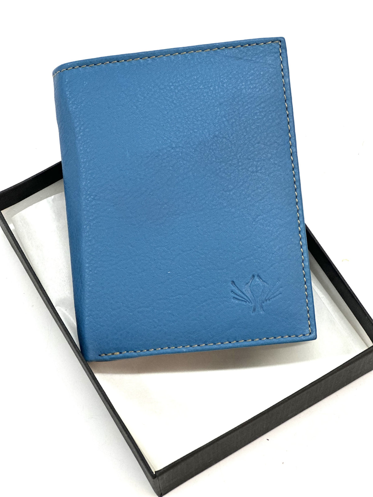 HE109 Azure Blue Vertical Bifold Wallet