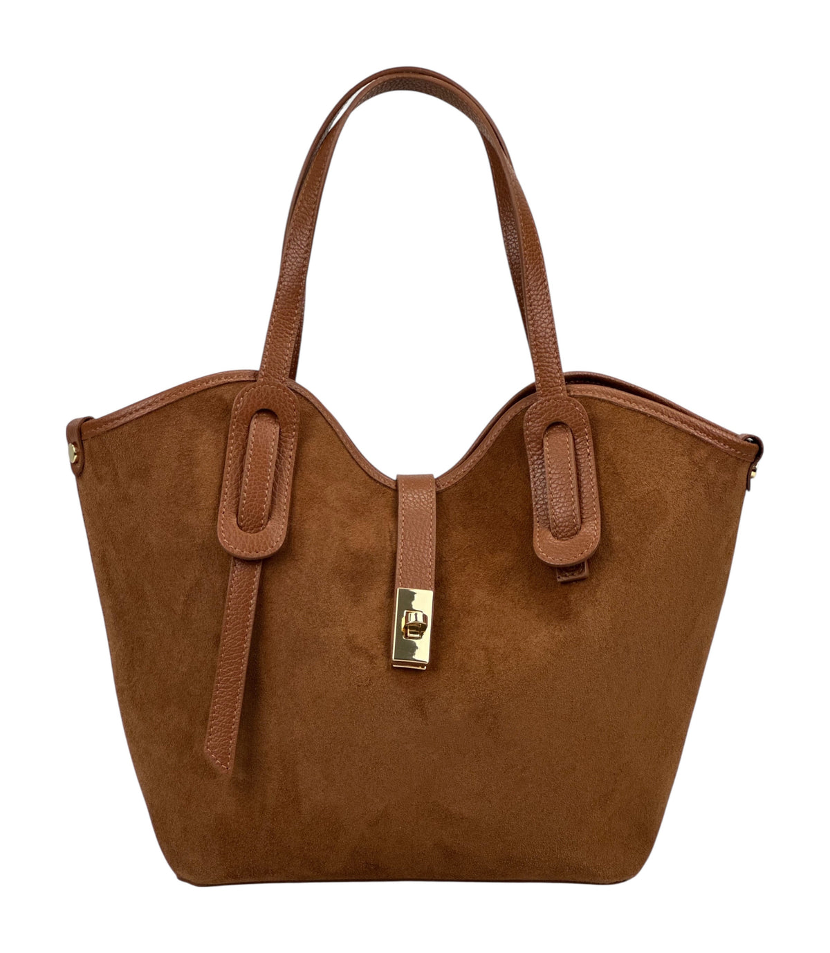 HE1091 Dark Tan Suede Tote Bag