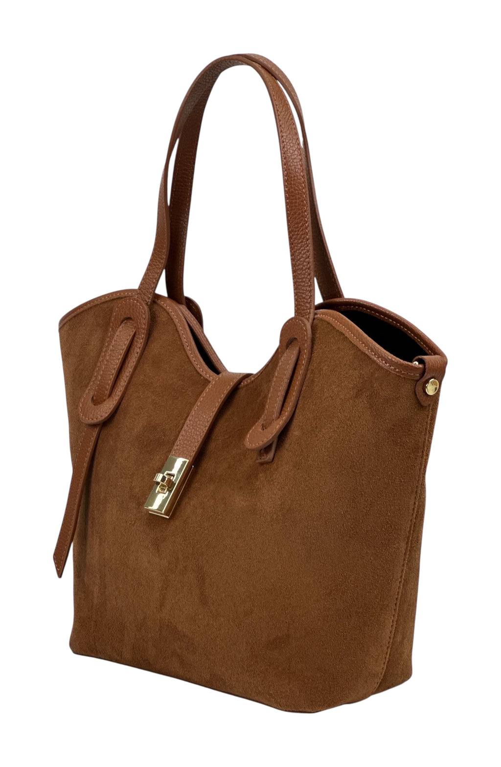 HE1091 Dark Tan Suede Tote Bag