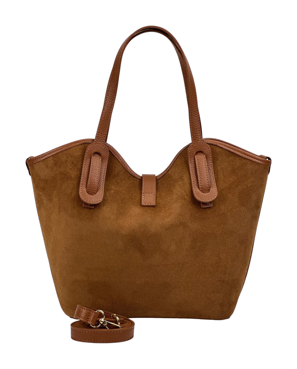 HE1091 Dark Tan Suede Tote Bag