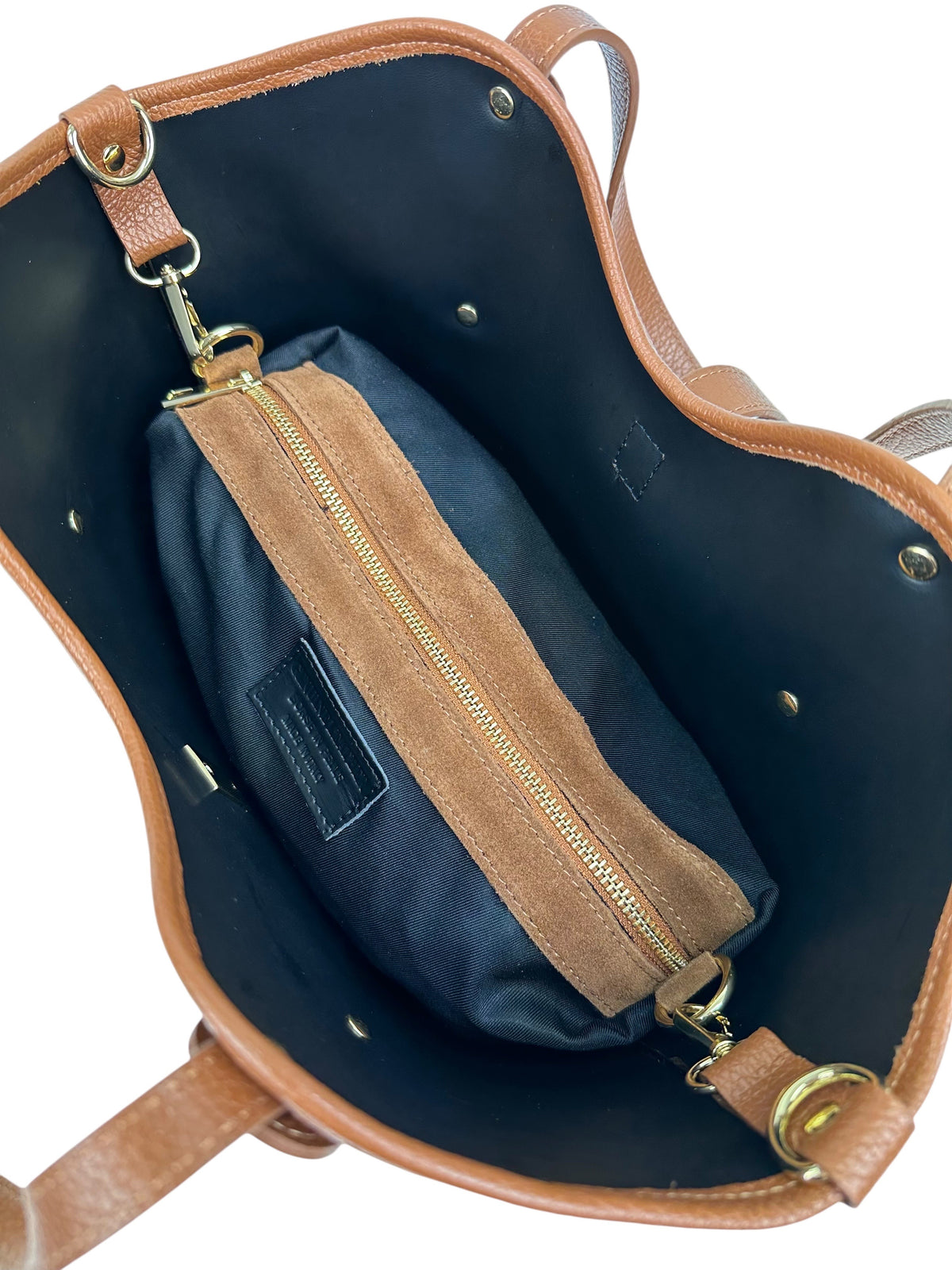 HE1091 Dark Tan Suede Tote Bag