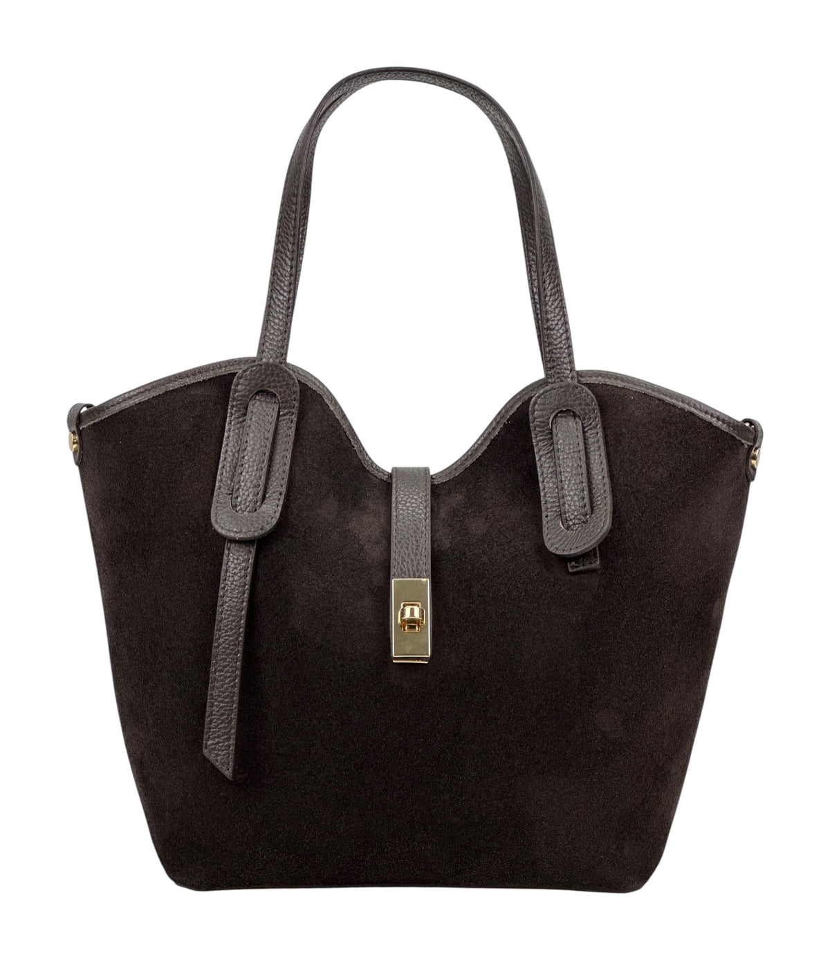 HE1093 Dark Brown Suede Tote Bag
