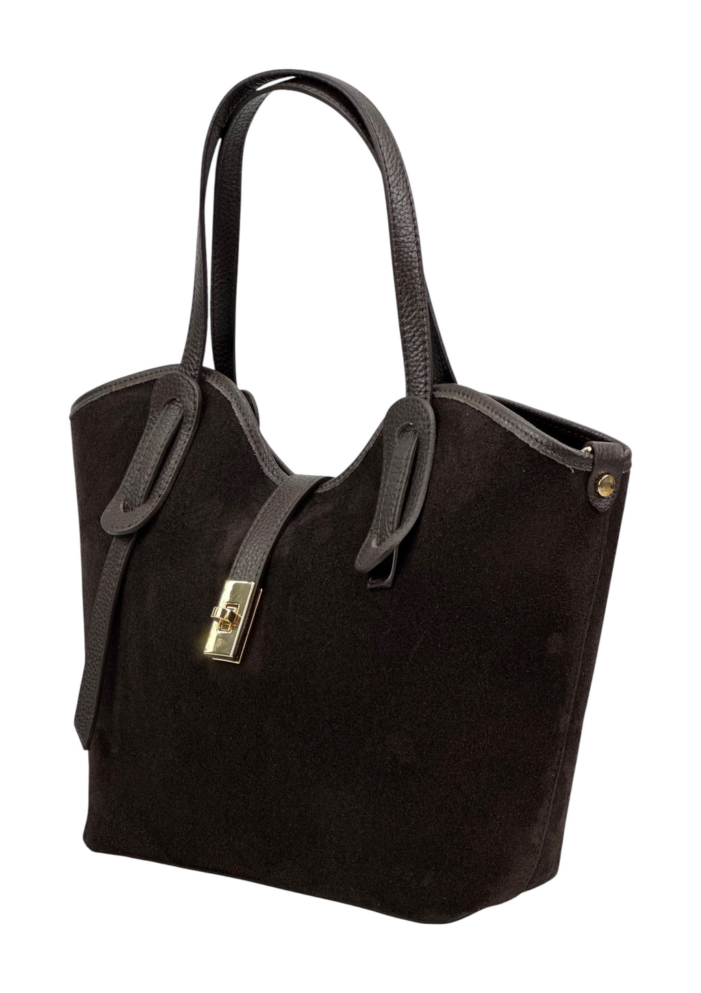 HE1093 Dark Brown Suede Tote Bag