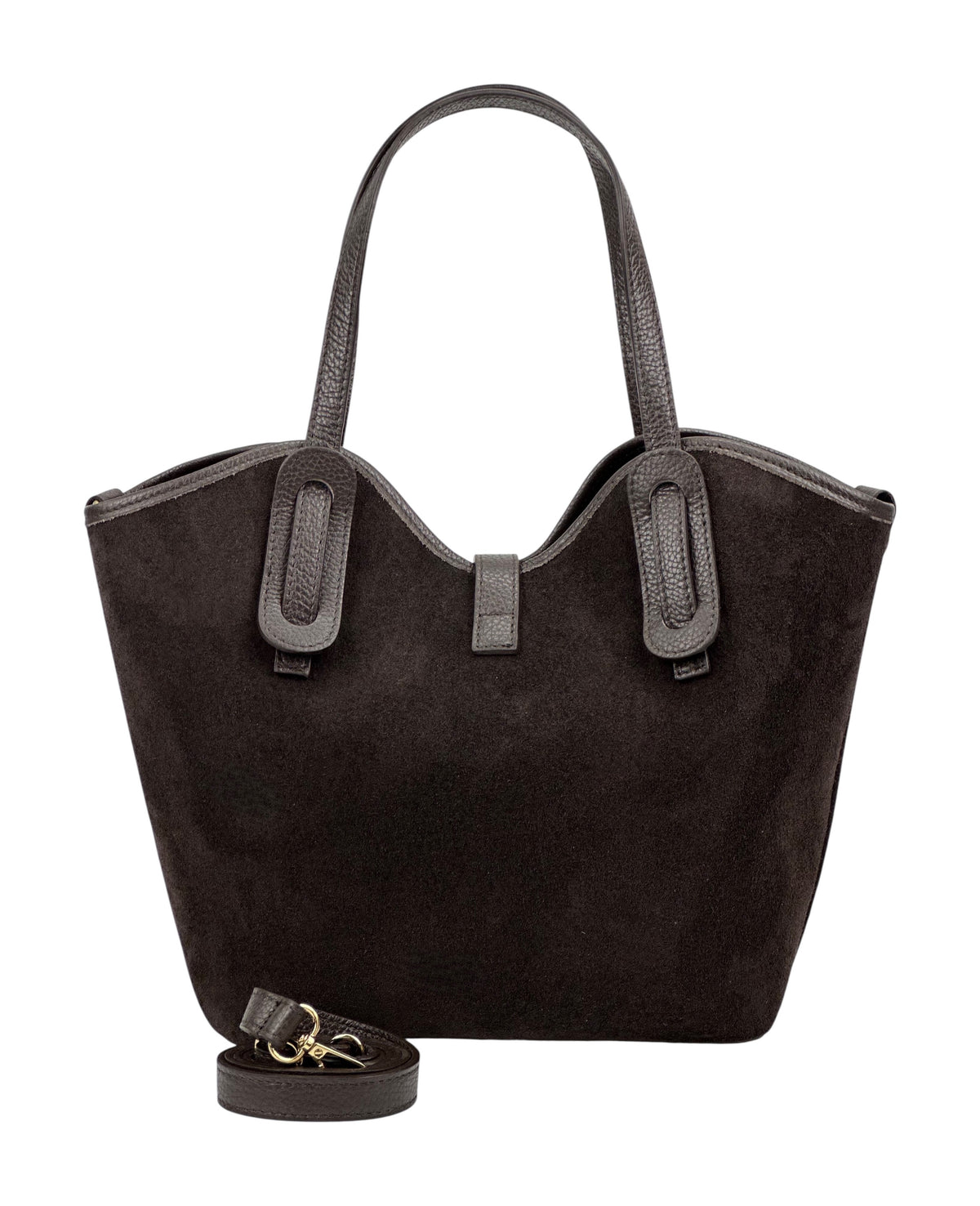 HE1093 Dark Brown Suede Tote Bag